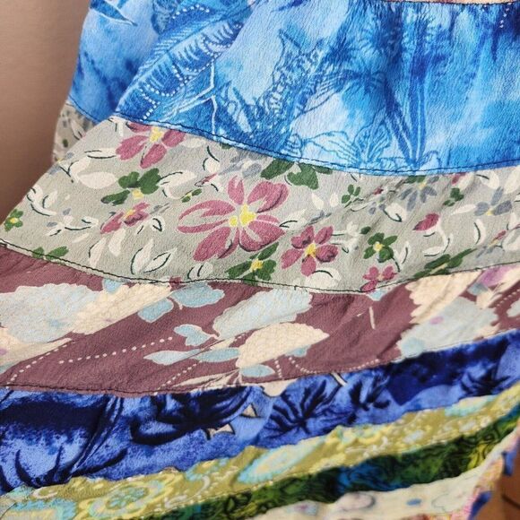 Vintage 90s Sacred Threads One Size OS Peasant Skirt Tiered Floral Boho - Picture 5 of 7